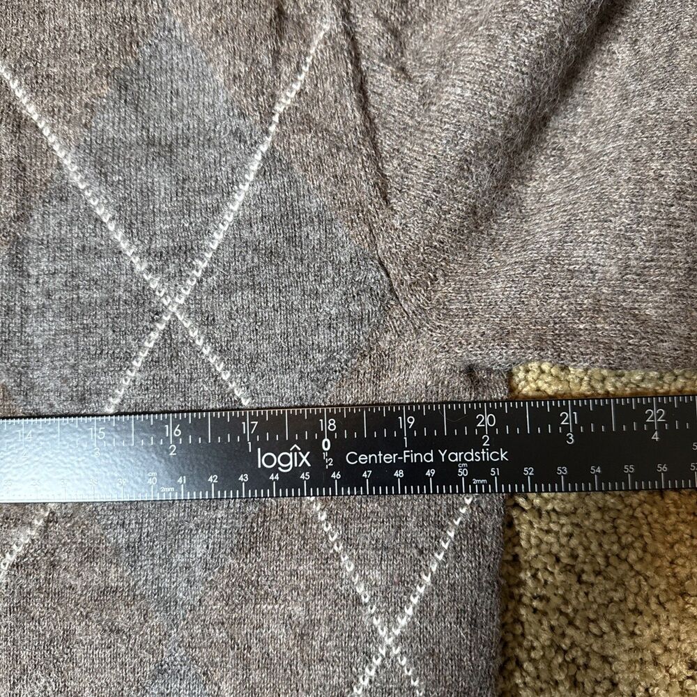 Daniel Cremieux Argyle Alpaca V Neck Sweater Made in Peru Brown M Preppy (read) - Picture 3 of 14